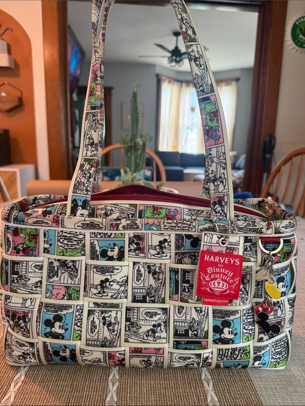 Harveys Disney Comic Strip Tote Bag in Cream Multi- Seatbelt Bag